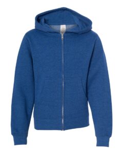Independent Trading Co. SS4001YZ Youth Midweight Full-Zip Hooded Sweatshirt – Royal Heather