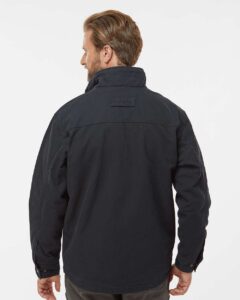DRI DUCK 5037 Men’s Endeavor Canyon Cloth™ Canvas Jacket with Sherpa Lining – Black (on model back)