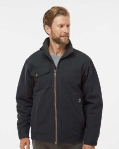 DRI DUCK 5037 Men’s Endeavor Canyon Cloth™ Canvas Jacket with Sherpa Lining – Black (on model)
