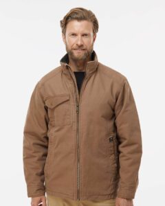 DRI DUCK 5037 Men’s Endeavor Canyon Cloth™ Canvas Jacket with Sherpa Lining – Field Khaki (on model)
