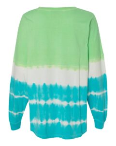 J. America 8229 Unisex Game Day Jersey Long Sleeve T-Shirt – Lime/ Maui Tie-Dye (back)