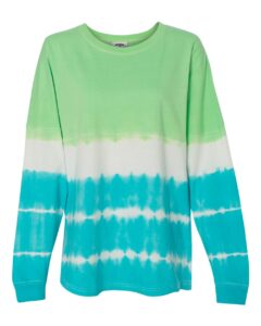 J. America 8229 Unisex Game Day Jersey Long Sleeve T-Shirt – Lime/ Maui Tie-Dye