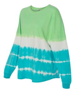 J. America 8229 Unisex Game Day Jersey Long Sleeve T-Shirt – Lime/ Maui Tie-Dye (side)