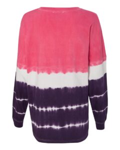 J. America 8229 Unisex Game Day Jersey Long Sleeve T-Shirt – Wildberry/ Very Berry Tie-Dye (back)