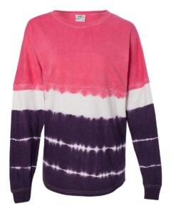 J. America 8229 Unisex Game Day Jersey Long Sleeve T-Shirt – Wildberry/ Very Berry Tie-Dye