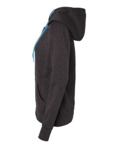 J. America 8616 Women’s Cosmic Fleece Hooded Sweatshirt – Onyx Fleck/ Electric Blue (side)