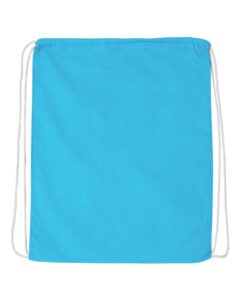 Q-Tees Q4500 Economical Cotton Drawstring Bag – Turquoise (back)