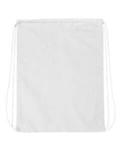 Q-Tees Q4500 Economical Cotton Drawstring Bag – White (back)