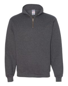 JERZEES 4528MR Unisex Super Sweats NuBlend® Quarter-Zip Cadet Collar Sweatshirt – Black Heather