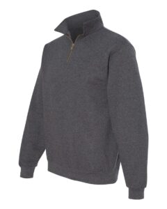 JERZEES 4528MR Unisex Super Sweats NuBlend® Quarter-Zip Cadet Collar Sweatshirt – Black Heather (side)