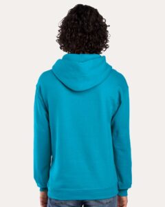 JERZEES 996MR Unisex NuBlend® Hooded Sweatshirt – California Blue (on model back)