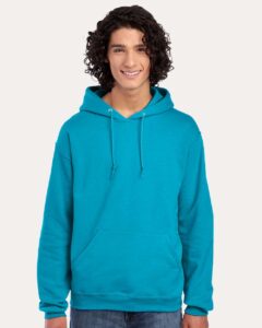 JERZEES 996MR Unisex NuBlend® Hooded Sweatshirt – California Blue (on model)