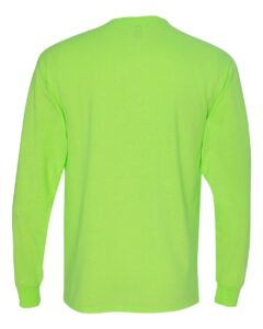 JERZEES 29LSR Unisex Dri-Power® Long Sleeve 50/50 T-Shirt – Neon Green (back)