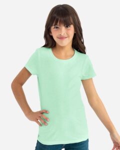 Next Level 3712 Girls’ CVC Princess Tee – Mint (on model)