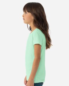 Next Level 3712 Girls’ CVC Princess Tee – Mint (on model side)