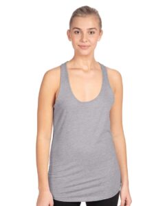 Next Level 1533 Women’s Ideal Racerback Tank – Heather Grey (on model)