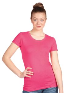 Next Level 1510 Women’s Ideal Tee – Hot Pink (on model)
