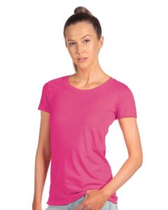 Next Level 1510 Women’s Ideal Tee – Raspberry (on model)