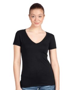 Next Level 1540 Women’s Ideal V-Neck Tee – Black (on model)