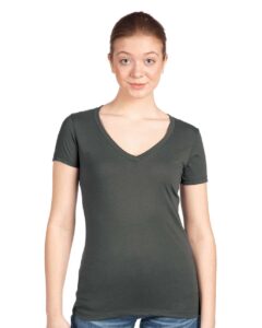 Next Level 1540 Women’s Ideal V-Neck Tee – Dark Grey (on model)