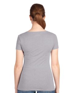 Next Level 1540 Women’s Ideal V-Neck Tee – Heather Grey (on model back)