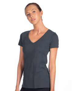 Next Level 1540 Women’s Ideal V-Neck Tee – Indigo (on model)