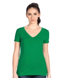 Next Level 1540 Women’s Ideal V-Neck Tee – Kelly Green (on model)