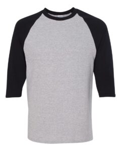Gildan 5700 Unisex Heavy Cotton™ Raglan Three-Quarter Sleeve T-Shirt – Sport Grey/ Black