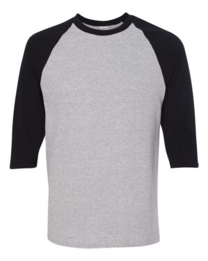 Gildan 5700 Unisex Heavy Cotton™ Raglan Three-Quarter Sleeve T-Shirt – Sport Grey/ Black