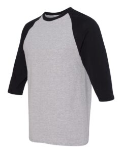 Gildan 5700 Unisex Heavy Cotton™ Raglan Three-Quarter Sleeve T-Shirt – Sport Grey/ Black (side)
