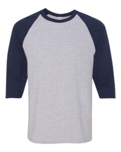 Gildan 5700 Unisex Heavy Cotton™ Raglan Three-Quarter Sleeve T-Shirt – Sport Grey/ Navy
