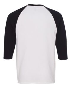 Gildan 5700 Unisex Heavy Cotton™ Raglan Three-Quarter Sleeve T-Shirt – White/ Black (back)