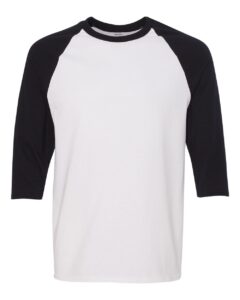 Gildan 5700 Unisex Heavy Cotton™ Raglan Three-Quarter Sleeve T-Shirt – White/ Black