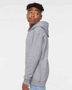LAT 2296 Youth Hoodie Sweatshirt – Heather (on model side)