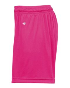 Badger 2116 Girls’ B-Core Shorts – Hot Pink (side)