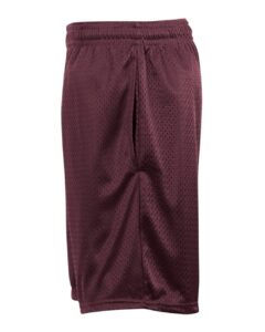 Badger 7219 Men’s Pro Mesh 9″ Shorts with Pockets – Maroon (side)