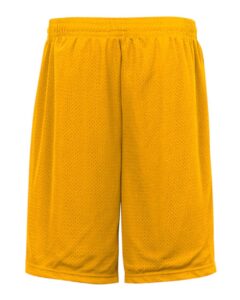 Badger 7219 Men’s Pro Mesh 9″ Shorts with Pockets – Gold (back)