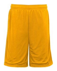 Badger 7219 Men’s Pro Mesh 9″ Shorts with Pockets – Gold