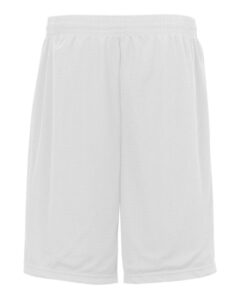 Badger 7219 Men’s Pro Mesh 9″ Shorts with Pockets – White (back)
