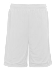 Badger 7219 Men’s Pro Mesh 9″ Shorts with Pockets – White