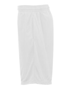 Badger 7219 Men’s Pro Mesh 9″ Shorts with Pockets – White (side)