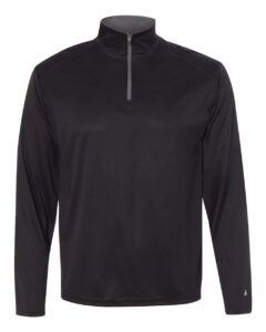 Badger 4102 Men’s B-Core Quarter-Zip Pullover – Black/ Graphite