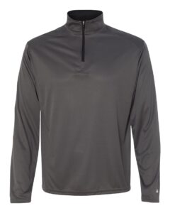 Badger 4102 Men’s B-Core Quarter-Zip Pullover – Graphite/ Black