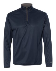 Badger 4102 Men’s B-Core Quarter-Zip Pullover – Navy/ Graphite