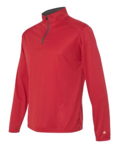 Badger 4102 Men’s B-Core Quarter-Zip Pullover – Red/ Graphite (side)