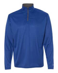 Badger 4102 Men’s B-Core Quarter-Zip Pullover – Royal/ Graphite