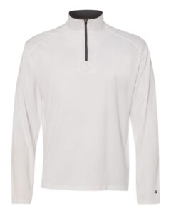 Badger 4102 Men’s B-Core Quarter-Zip Pullover – White/ Graphite