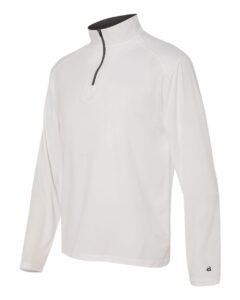 Badger 4102 Men’s B-Core Quarter-Zip Pullover – White/ Graphite (side)