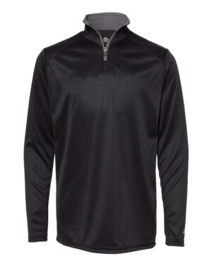 Badger 2102 Youth B-Core Quarter-Zip Pullover – Black/ Graphite
