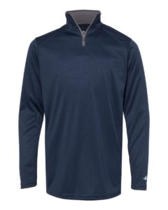 Badger 2102 Youth B-Core Quarter-Zip Pullover – Navy/ Graphite